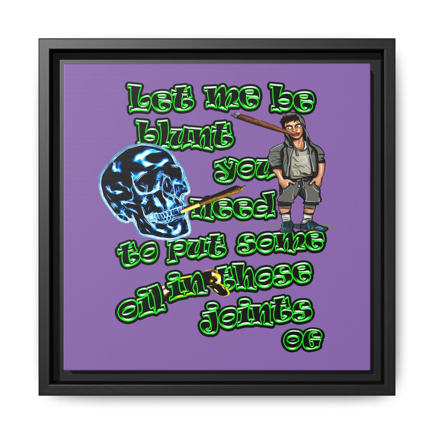 og - framed canvas art (light purple)