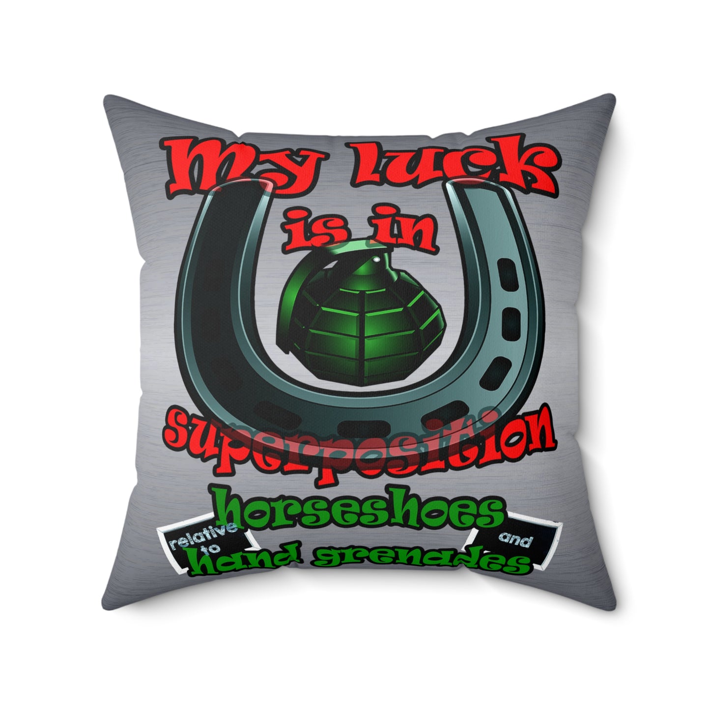my luck - Spun Polyester Square Pillow - (brushed nickel)