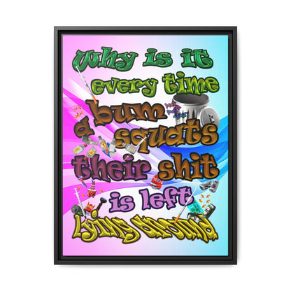 the bum's shit - framed canvas art (light blue-pink wave)
