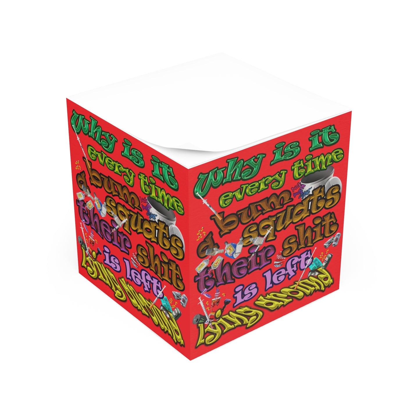 the bum's shit - note cube (red)