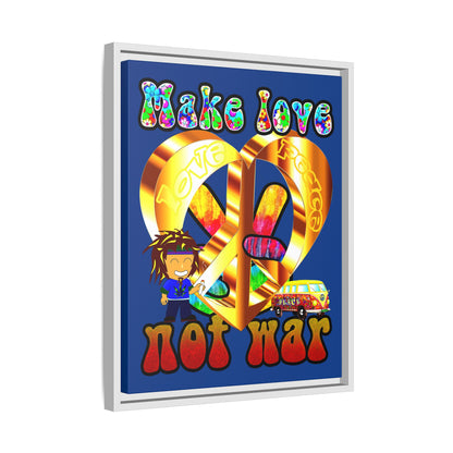 love peace - framed canvas art (dark blue)