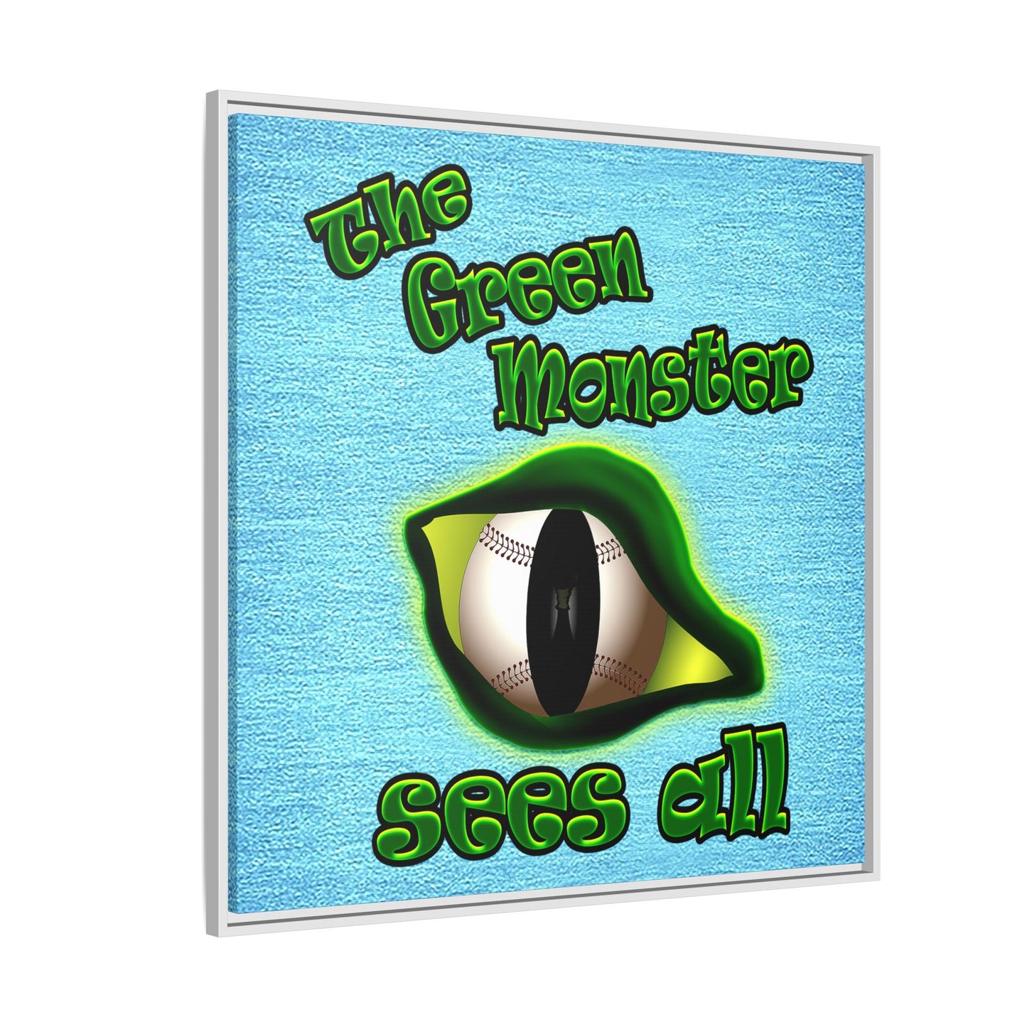 green monster - framed canvas art (faded blue)
