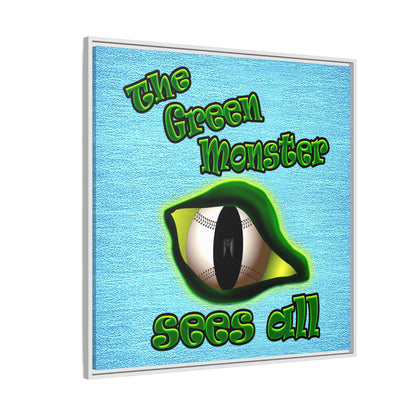 green monster - framed canvas art (faded blue)