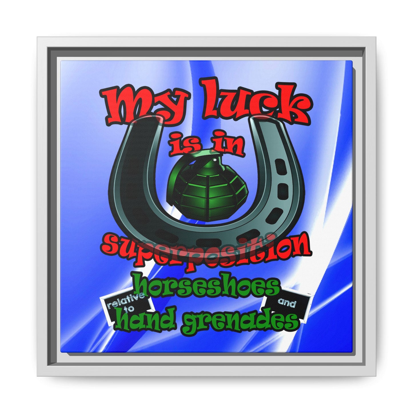 my luck - framed canvas art (blue-white wave)