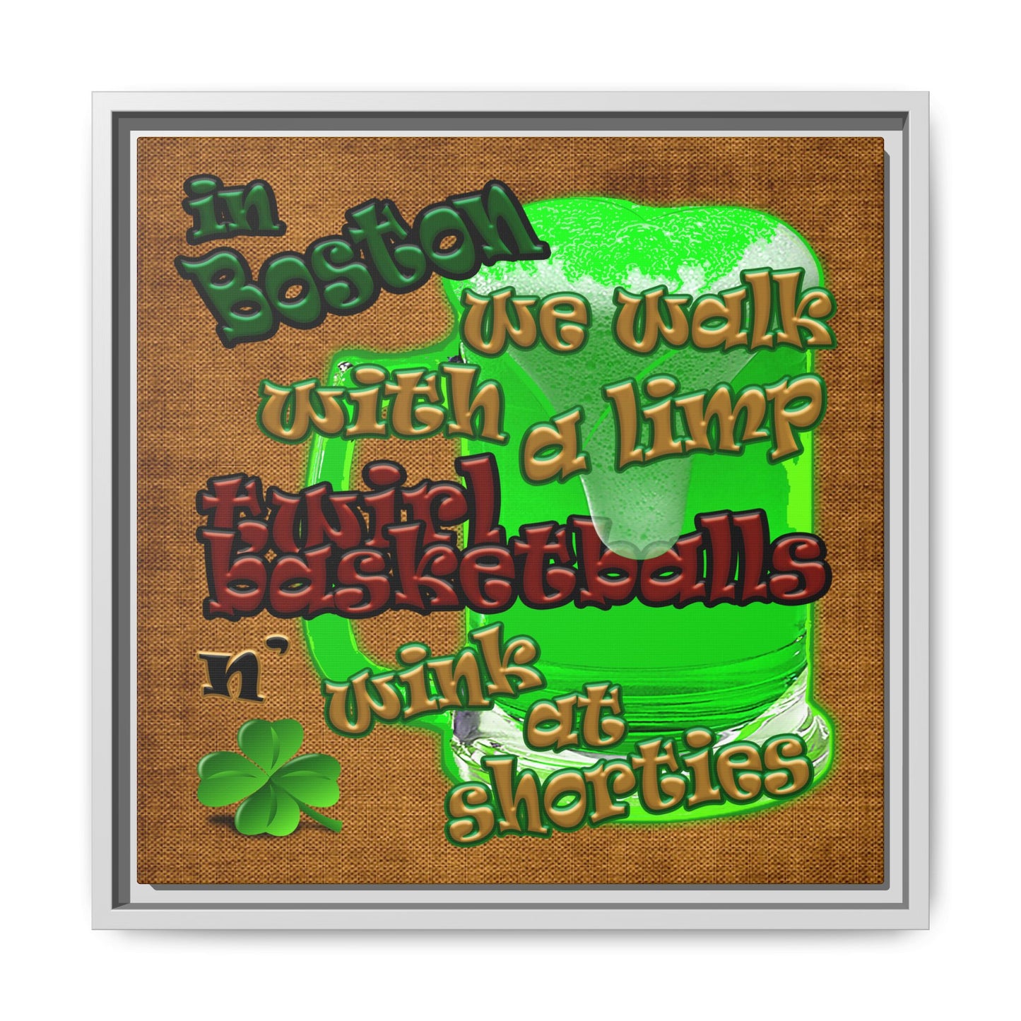 celtics logo - framed canvas art (brown papyrus)