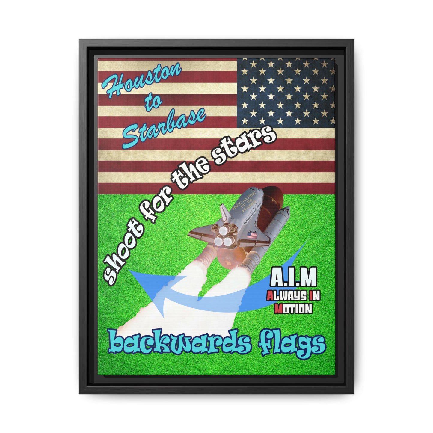 shoot for the stars - framed canvas art (green turf)