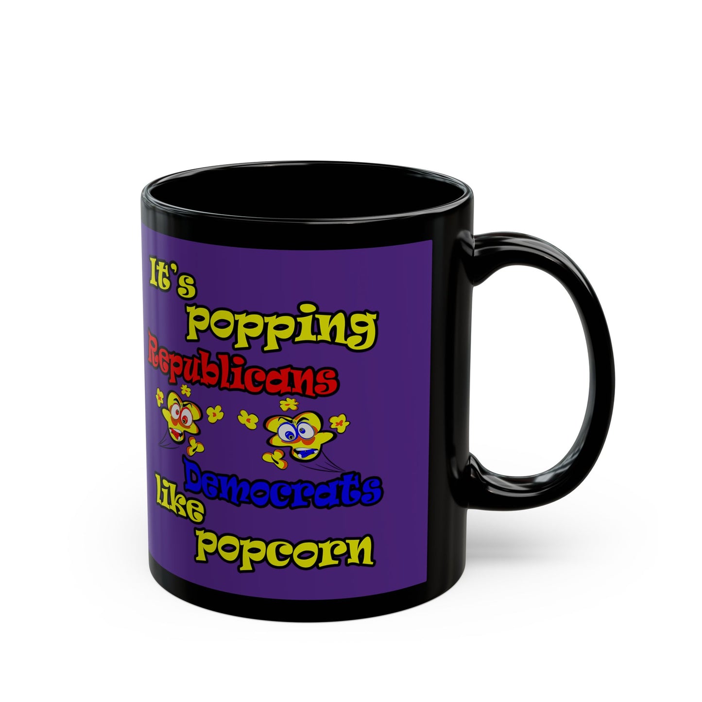 popping like popcorn - Black Mug (purple)