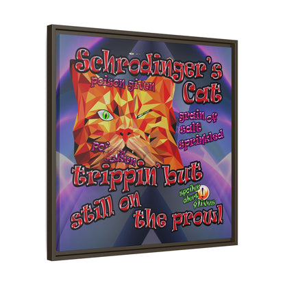 schrodinger's cat - framed canvas art (grey-pink wave)
