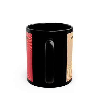 I don't care that your grey - Black Mug (yellow-orange wave)