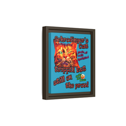 schrodinger's cat - framed canvas art (turquoise)