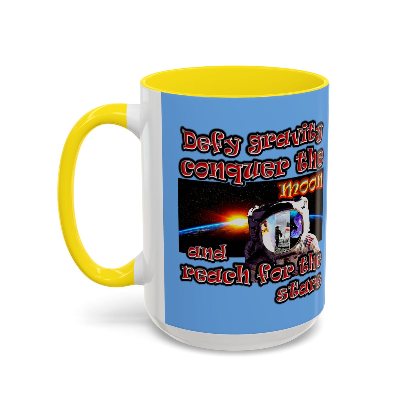 defy conquer reach - Accent Mug (light blue)