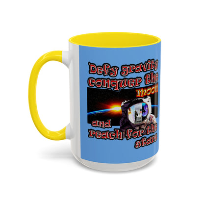defy conquer reach - Accent Mug (light blue)