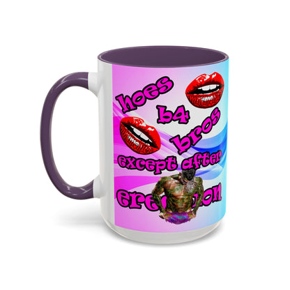 hoes b4 bros - Accent Mug (light blue-pink wave)
