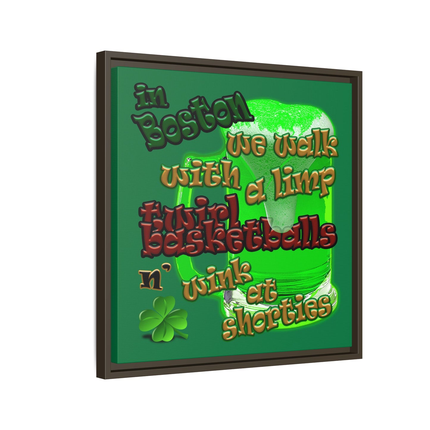 celtics logo - framed canvas art (dark green)