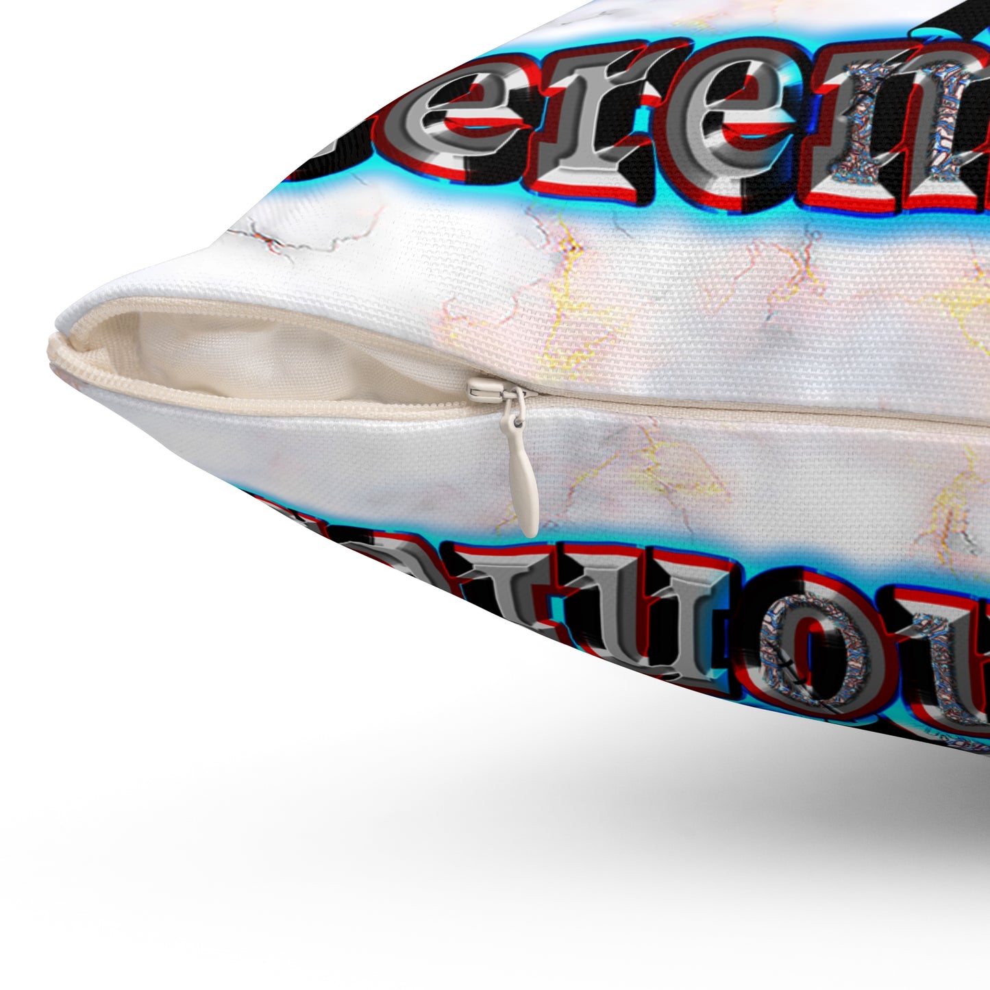 em cee squared - Spun Polyester Square Pillow - (white marble)