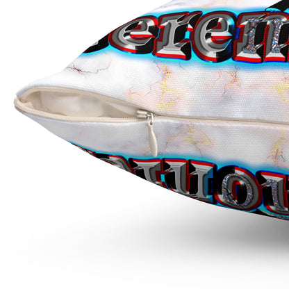 em cee squared - Spun Polyester Square Pillow - (white marble)