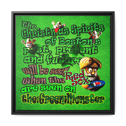 christmas spirits of boston - framed canvas art (green turf)
