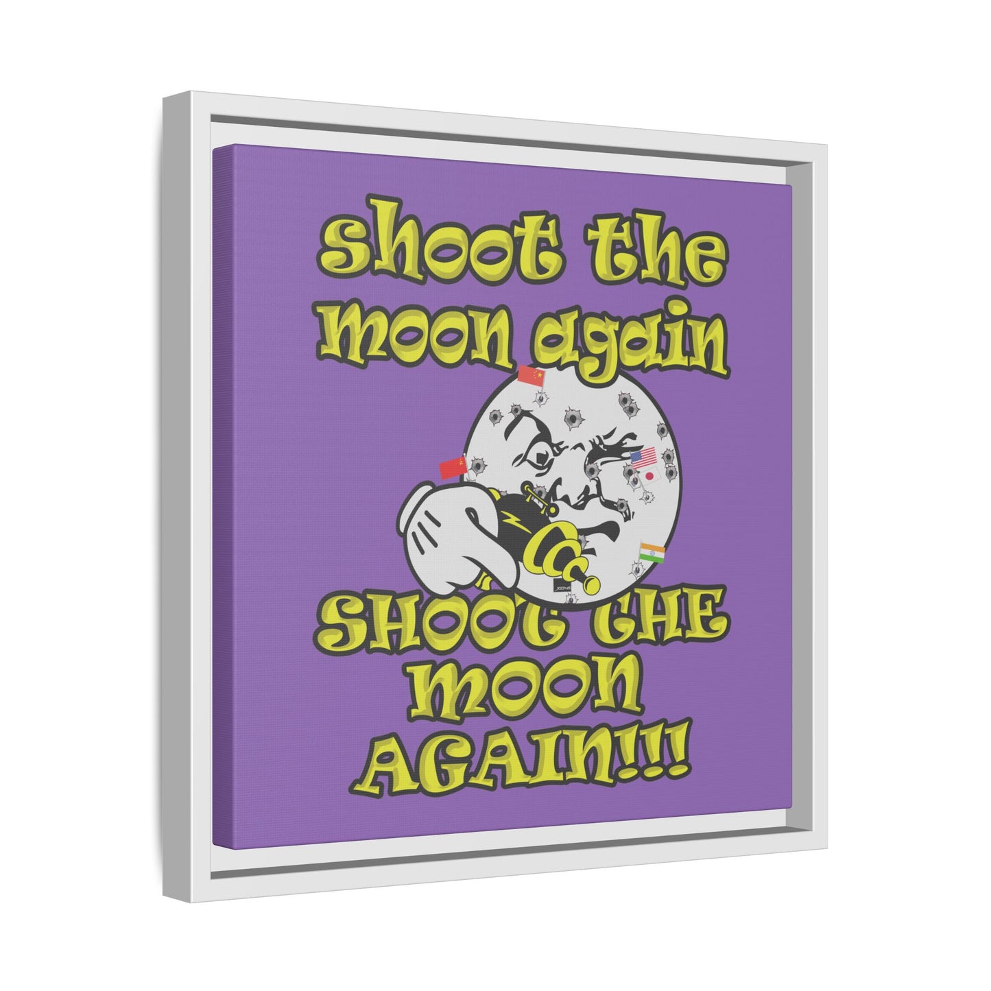 shoot the moon again - framed canvas art (light purple)
