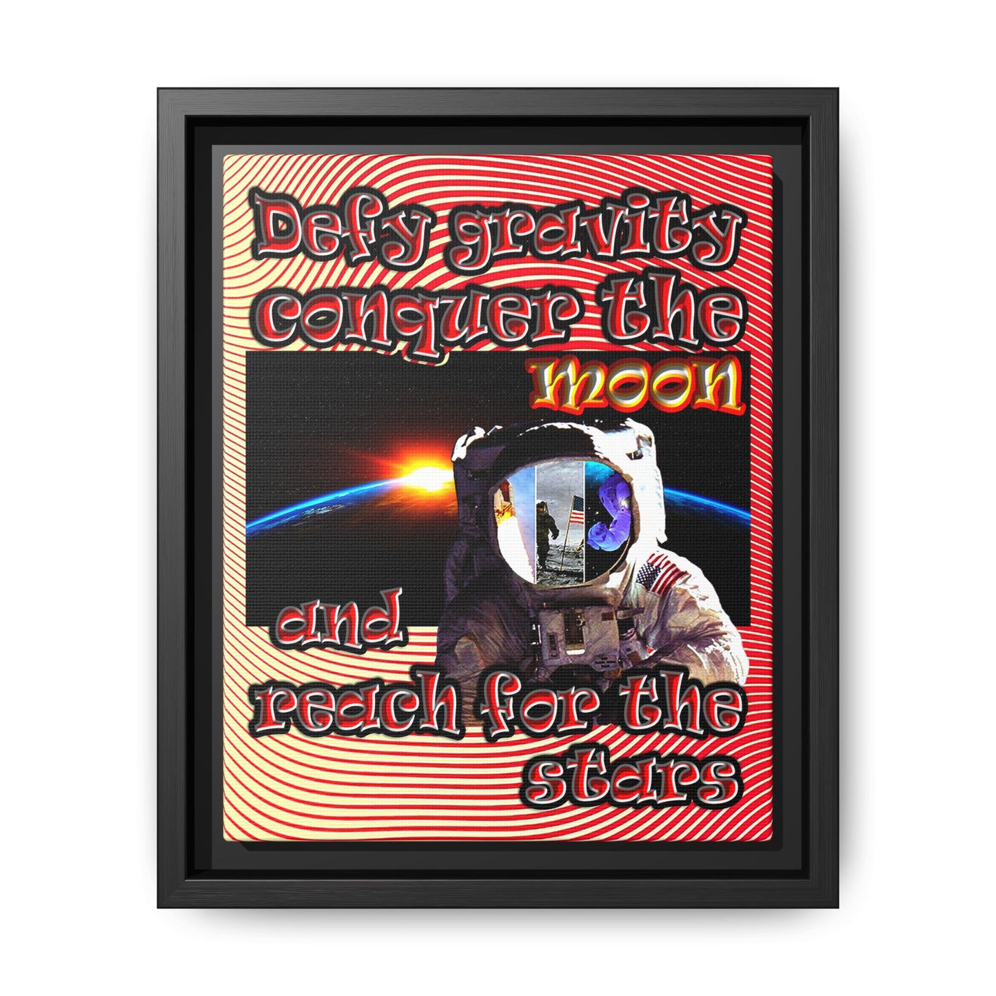 defy conquer reach - framed canvas art (yellow-orange wave)