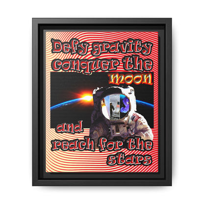 defy conquer reach - framed canvas art (yellow-orange wave)
