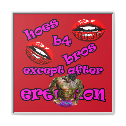 hoes b4 bros - framed canvas art (dark red)