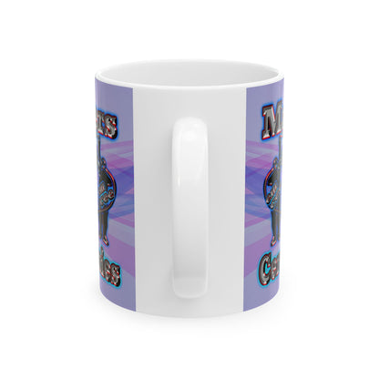 em cee squared - White Mug (light blue-pink wave)