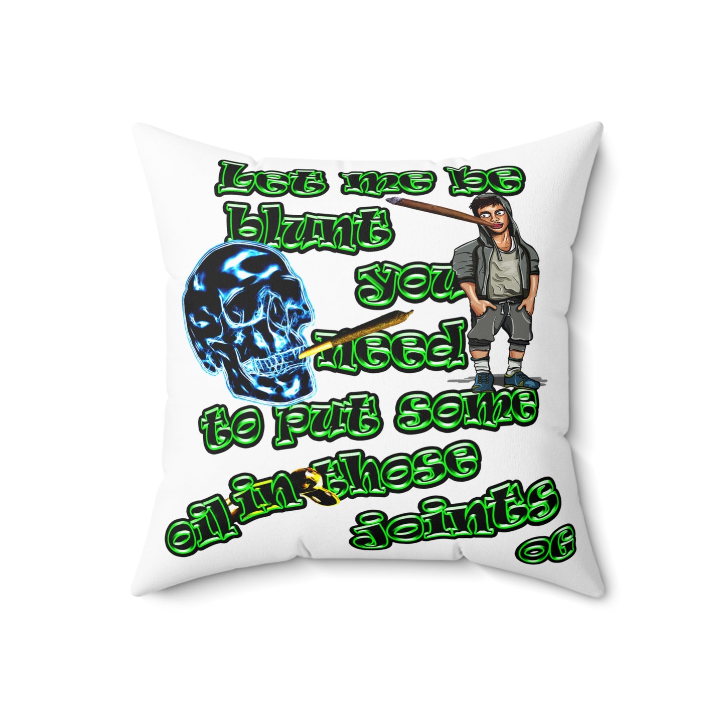 og - Spun Polyester Square Pillow - (white)