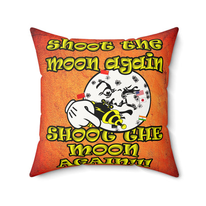 shoot the moon again - Faux Suede Square Pillow - (burnt orange)