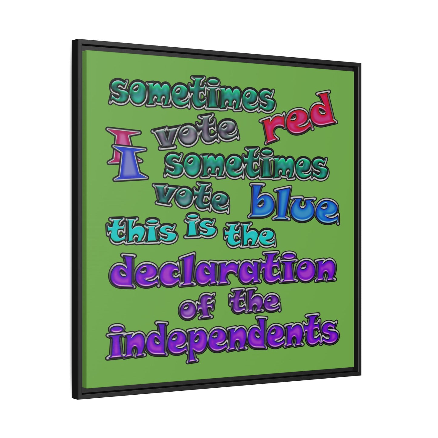 declaration of the independents - framed canvas art (green)