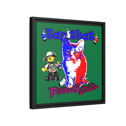 tag that - framed canvas art (dark green)