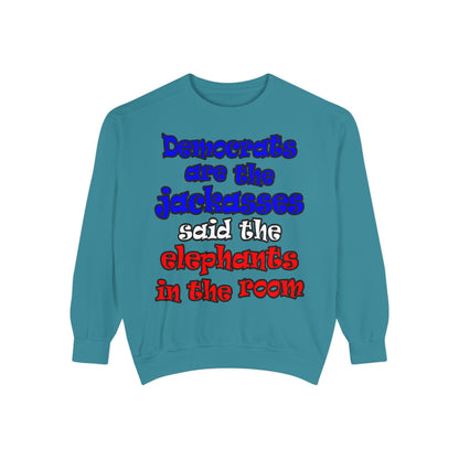 donkeys and elephants - Unisex Garment-Dyed Sweatshirt