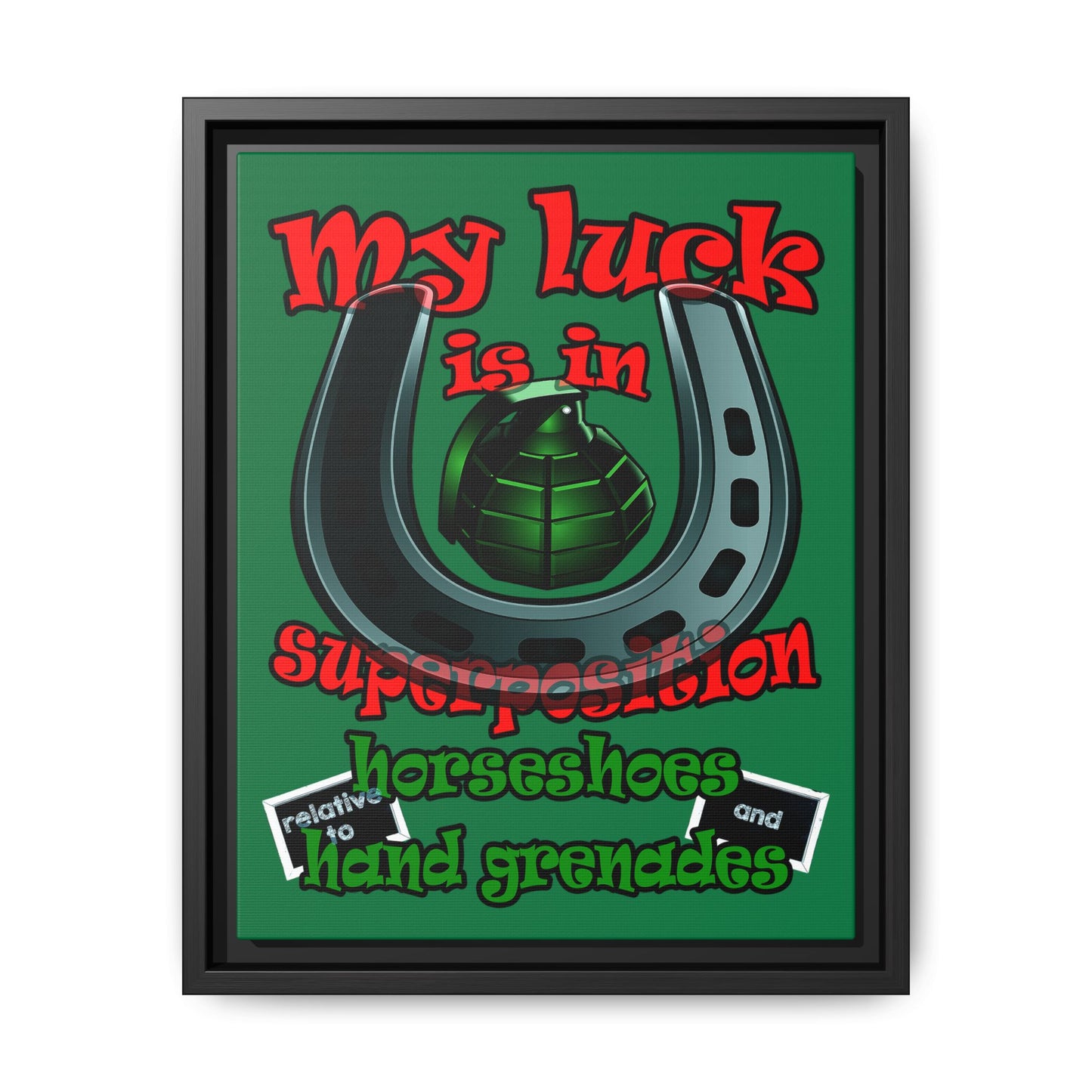 my luck - framed canvas art (dark green)