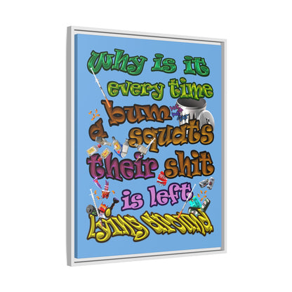 the bum's shit - framed canvas art (light blue)