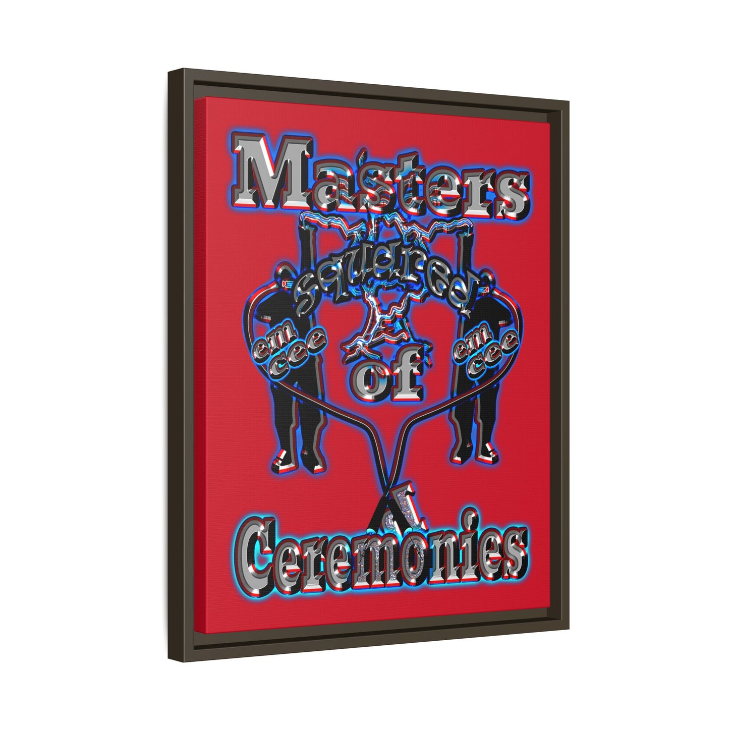 em cee squared - framed canvas art (dark red)