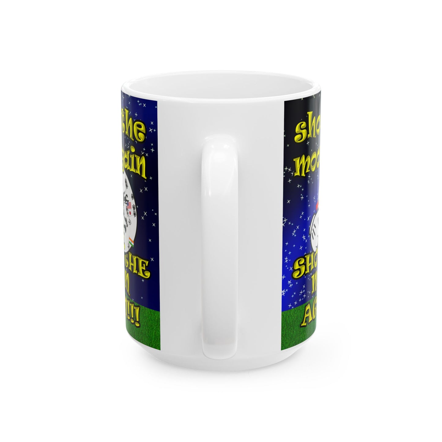 shoot the moon again - White Mug ('snoops' background)