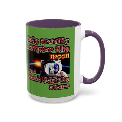 defy conquer reach - Accent Mug (green)