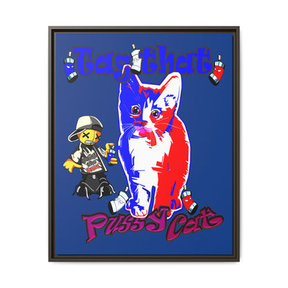 tag that - framed canvas art (dark blue)