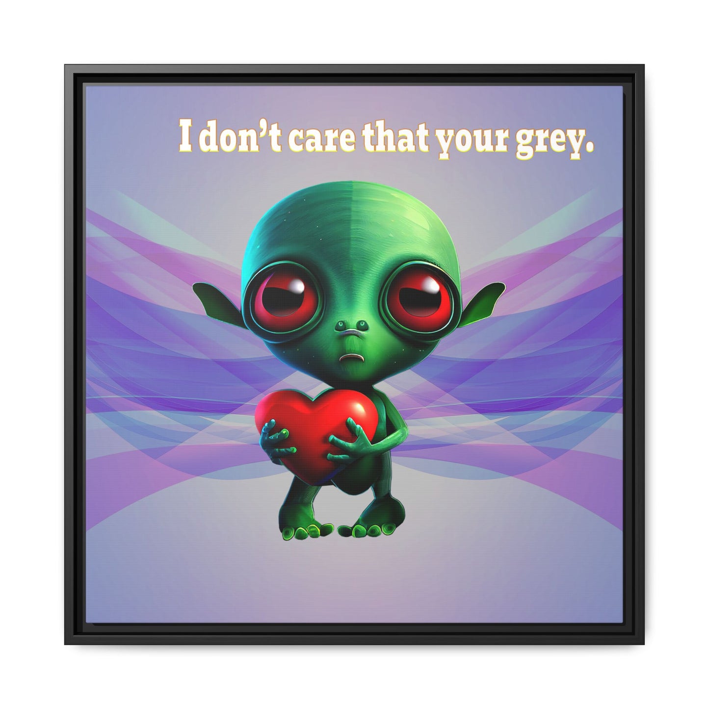 I don't care that your grey - framed canvas art (light blue-pink wave)