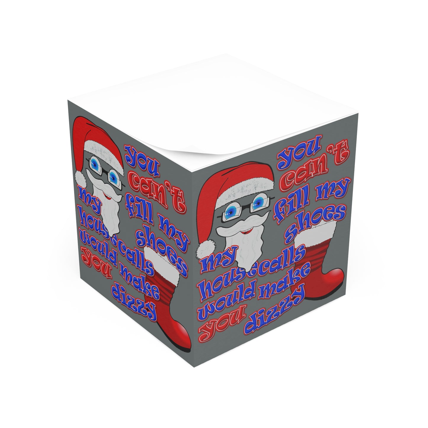 santa's shoes - note cube (dark grey)