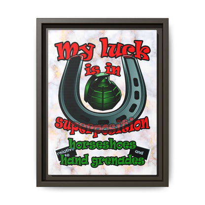 my luck - framed canvas art (white marble)