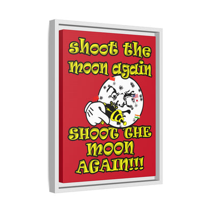 shoot the moon again - framed canvas art (dark red)