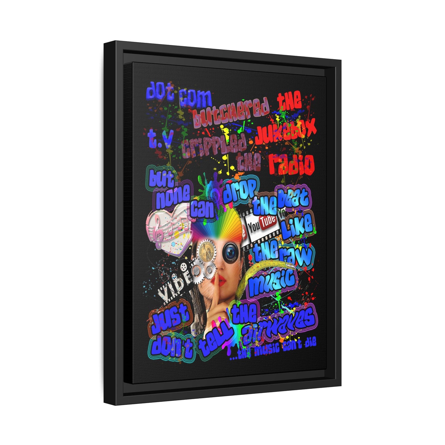 drop the beat - framed canvas art (black)