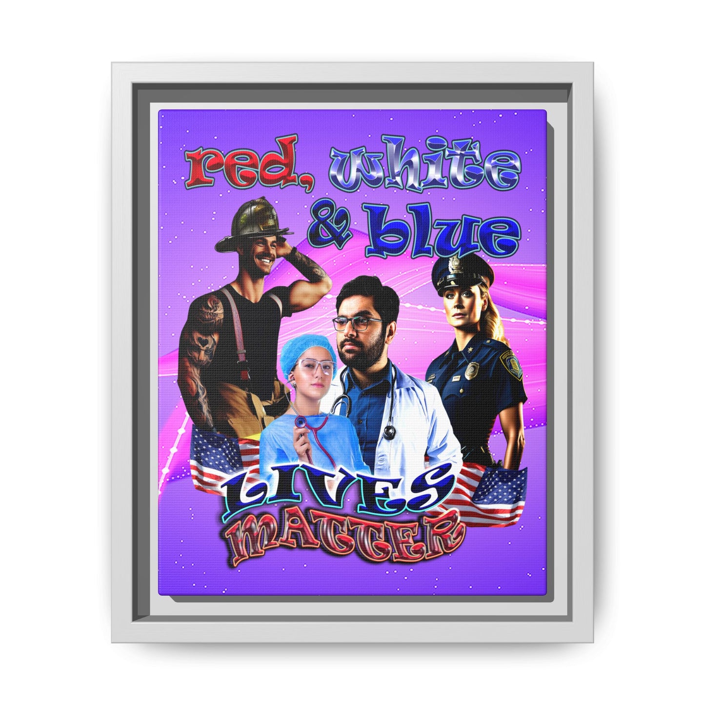 rw&b lives matter - framed canvas art (purple-pink wave)