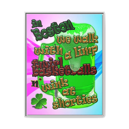 celtics logo - framed canvas art (light blue-pink wave)