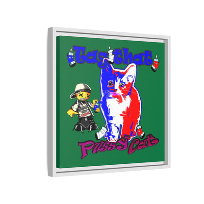 tag that - framed canvas art (dark green)