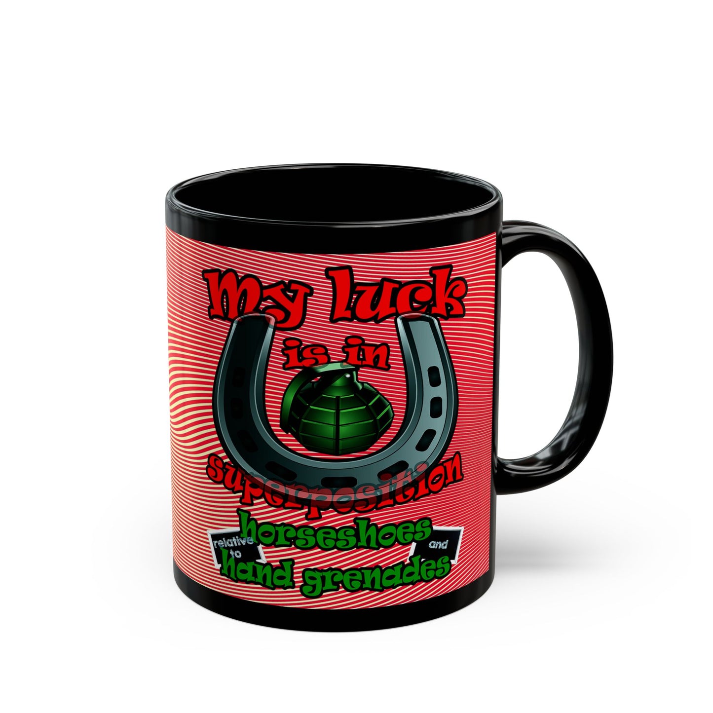 my luck - Black Mug (yellow-orange wave)