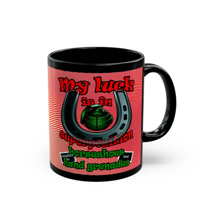my luck - Black Mug (yellow-orange wave)