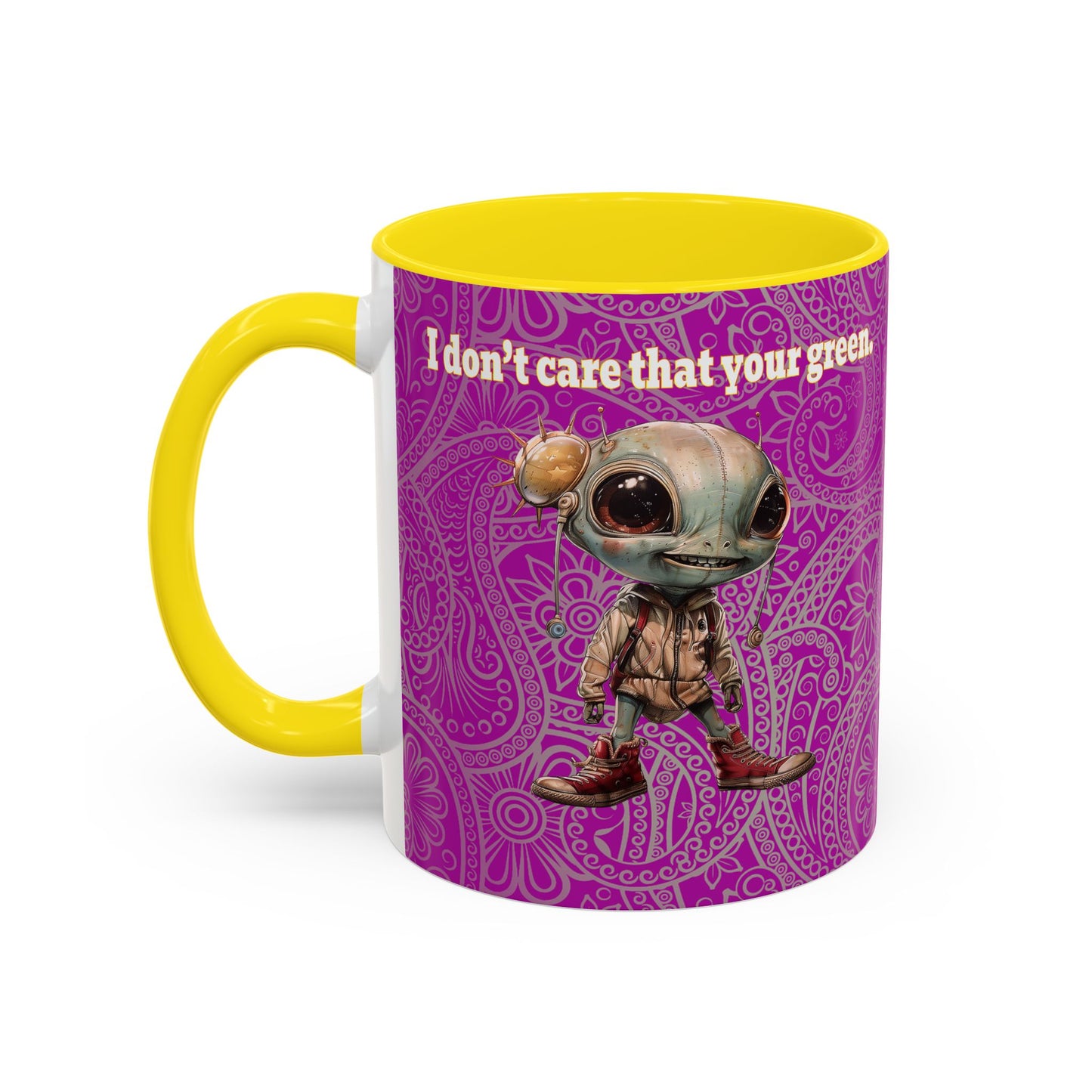 I don't care that your grey - Accent Mug (pink swirl)