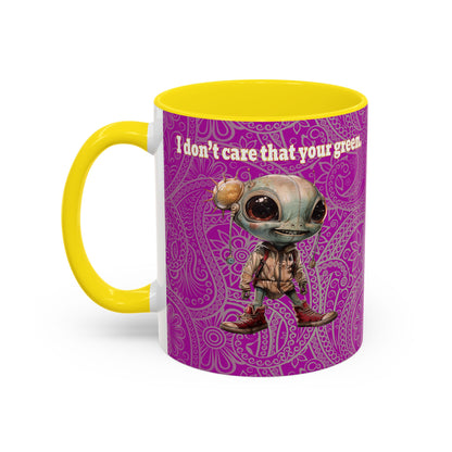 I don't care that your grey - Accent Mug (pink swirl)
