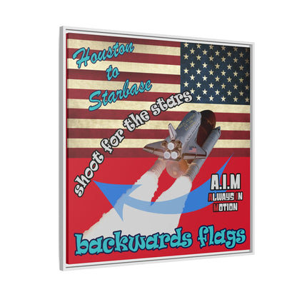 shoot for the stars - framed canvas art (dark red)